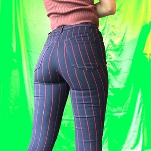 High Waisted Pinstripe Flare Pants
